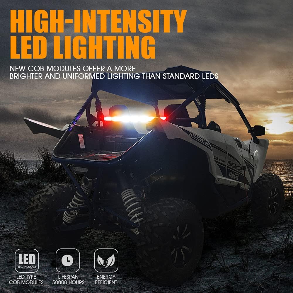 Xprite RYWWWYR – Barra de luz estroboscópica intermitente UTV RZR de 30 pulgadas, con freno, marcha atrás, intermitente, barra de luz trasera de
