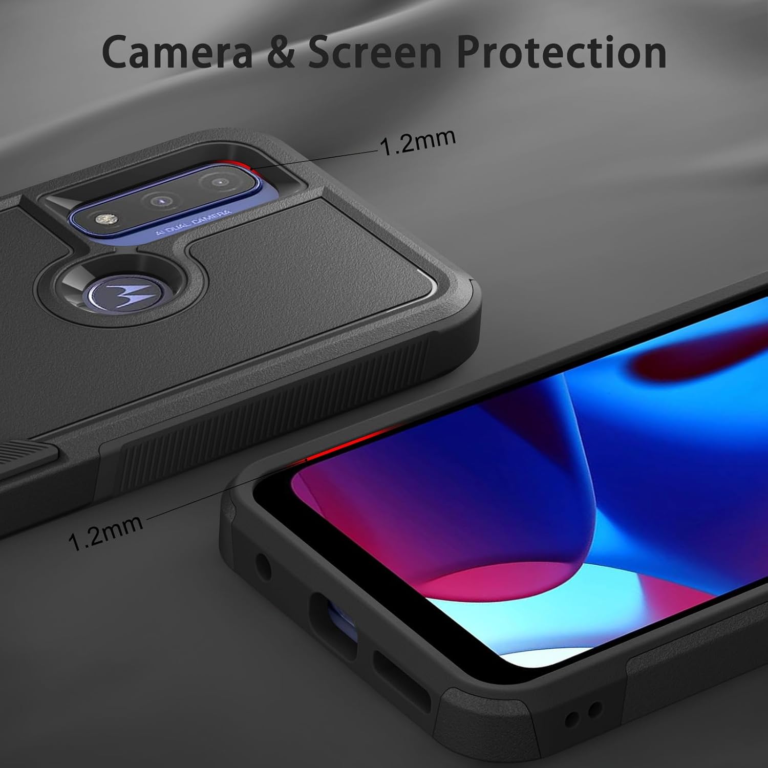 Oumida Funda para Motorola Moto G Play 2023, Moto G Power 2022Moto G Pure 2021 Funda de doble capa trasera rígida de silicona híbrida a prueba de
