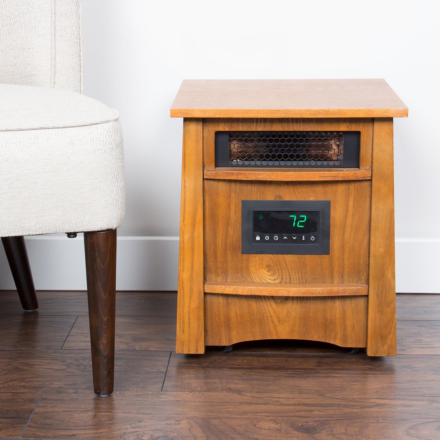 LIFE SMART Lifesmart – Control remoto de madera de 8 elementos, calentador infrarrojo portátil para dormitorio, sala de estar y sótano con gabinete