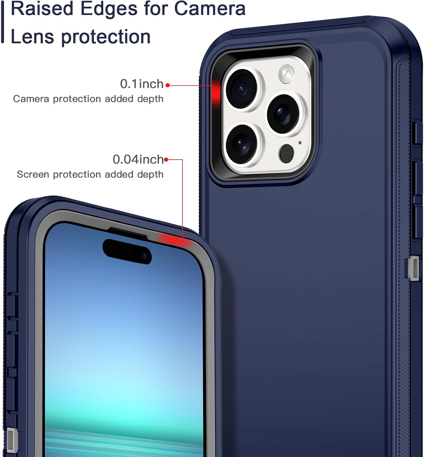 I-HONVA Funda para iPhone 15 Pro a prueba de golpes, a prueba de polvo y caídas, 3 capas de protección de cuerpo completo sin protector de pantalla
