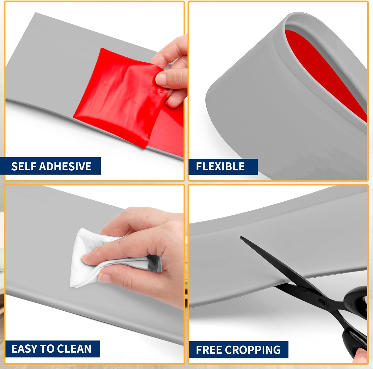 Moldura flexible para zócalo, base de pared de vinilo autoadhesiva de 4 pulgadas, base de cala para despegar y pegar, base de pared de goma, moldura