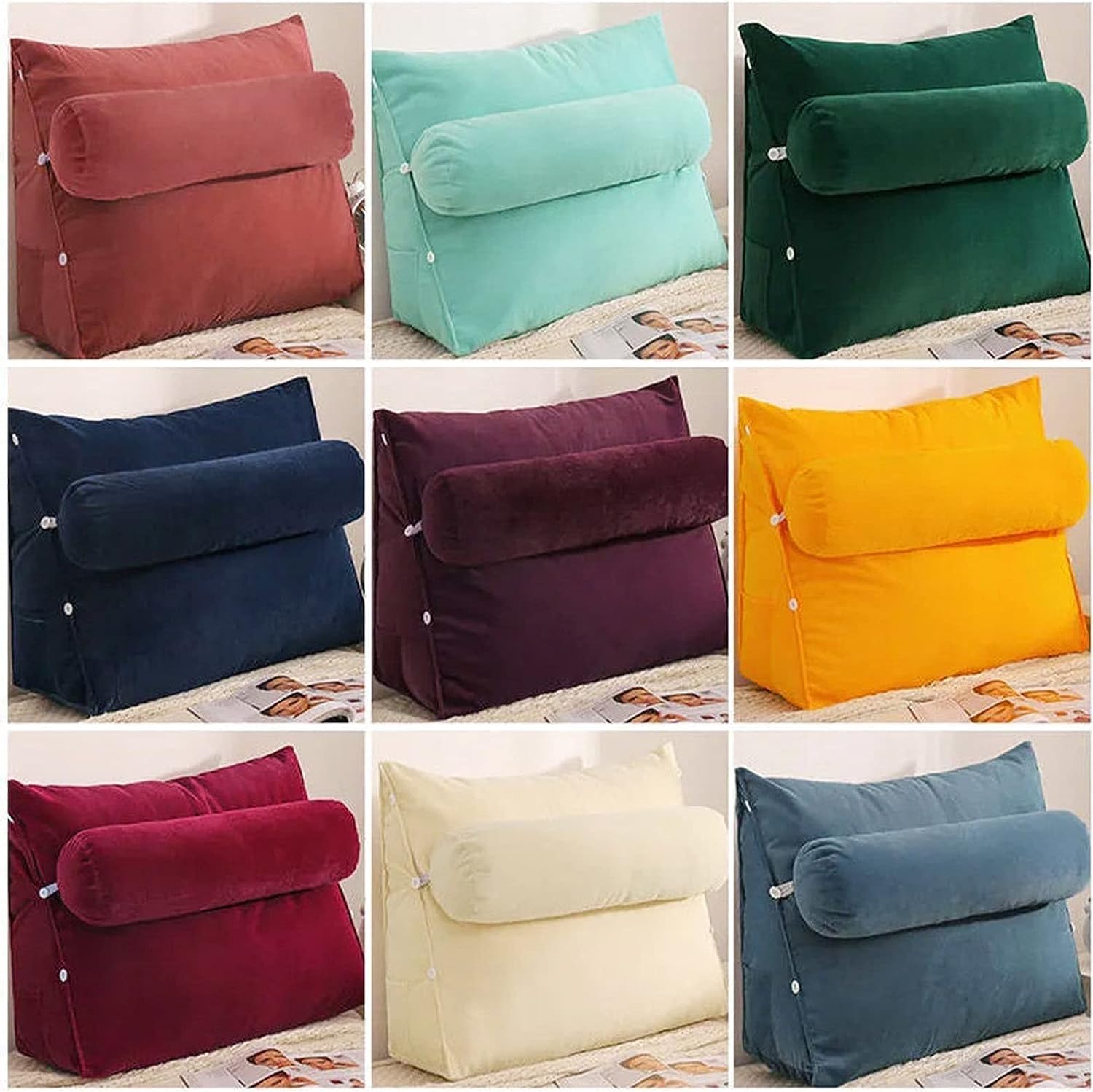 ZSPINJIA Almohada de cuña Triángulo Almohada de lectura cómoda Soporte de espalda ajustable Cojín de cuña Sofá Cama Silla de Oficina Almohada de
