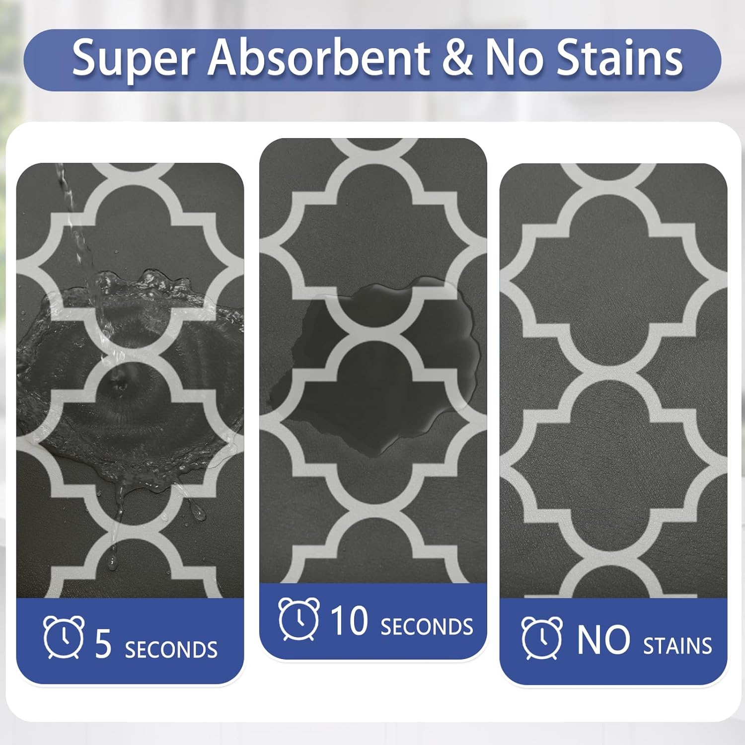 Vonabem Alfombras y tapetes de cocina2 piezas Tapete de cocina antideslizante absorbente y resistente a la suciedad, tapete de piso de cocina