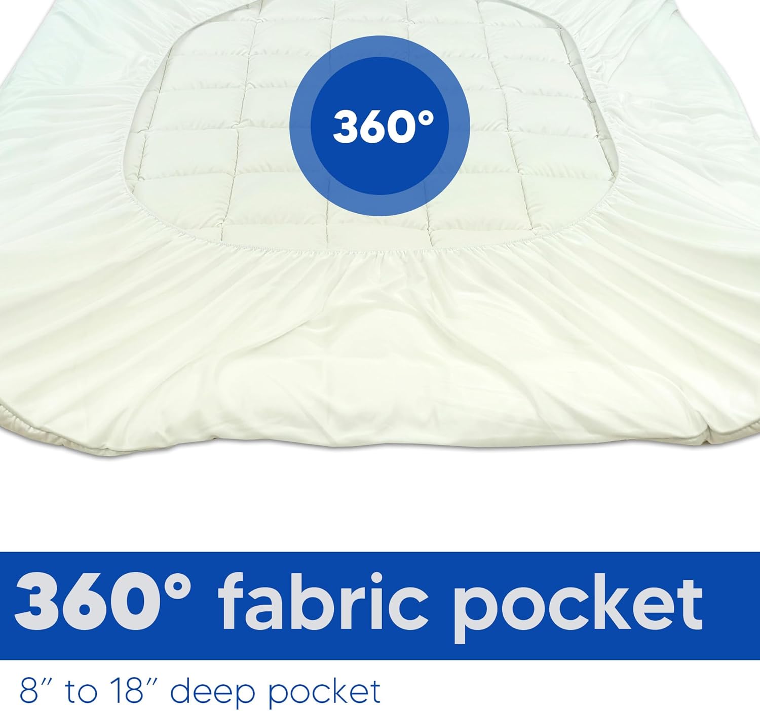 Zutan, Protector acolchado para colchón, protector elástico ajustable, funda que se estira hasta 18 pulgadas de profundidad, lavable a máquina,