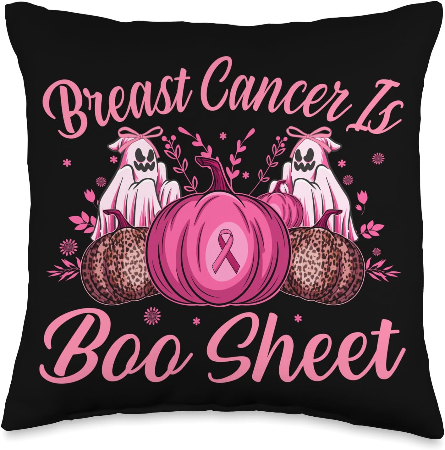 October Breast Cancer Awareness Month Halloween Breast Cancer is Boo – Almohada de sábana, 16 x 16 pulgadas, multicolor