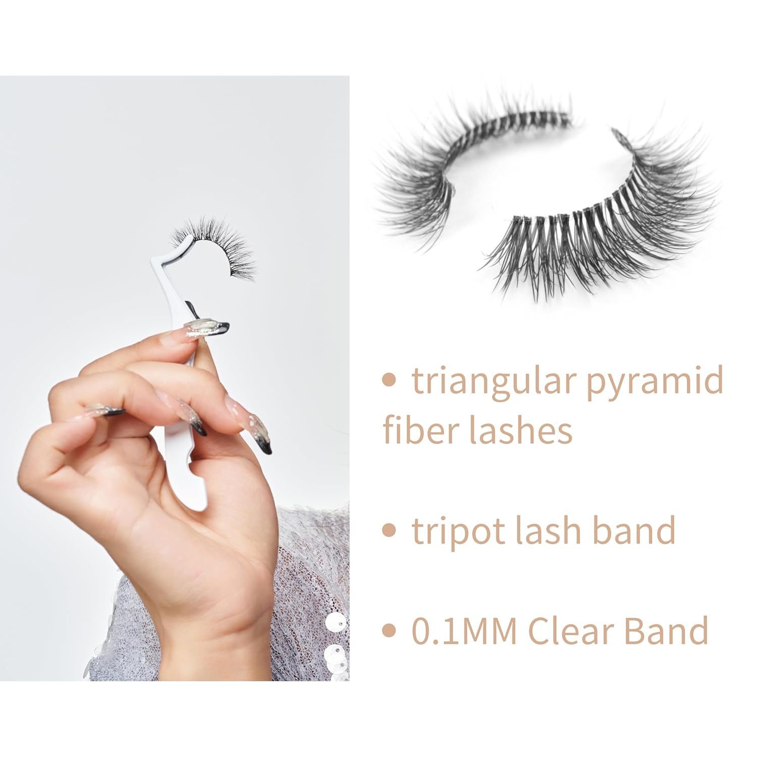 EYLY EYSHY Pestañas postizas naturales, pestañas postizas de ojo de gato, reutilizables, 3D, banda transparente, pestañas esponjosas con pegamento,