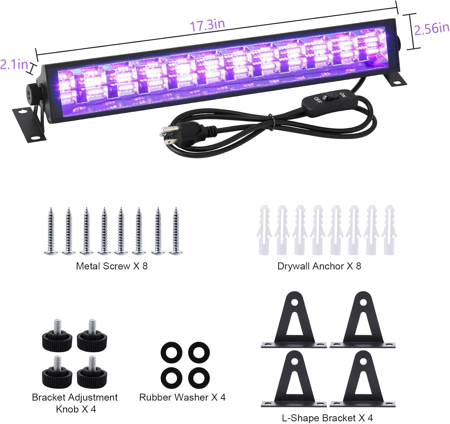 Litake Luz negra de 50 W para fiesta brillante, 96 LED, barra de luz negra UV, 900 pies cuadrados que brilla en la oscuridad, suministros de fiesta