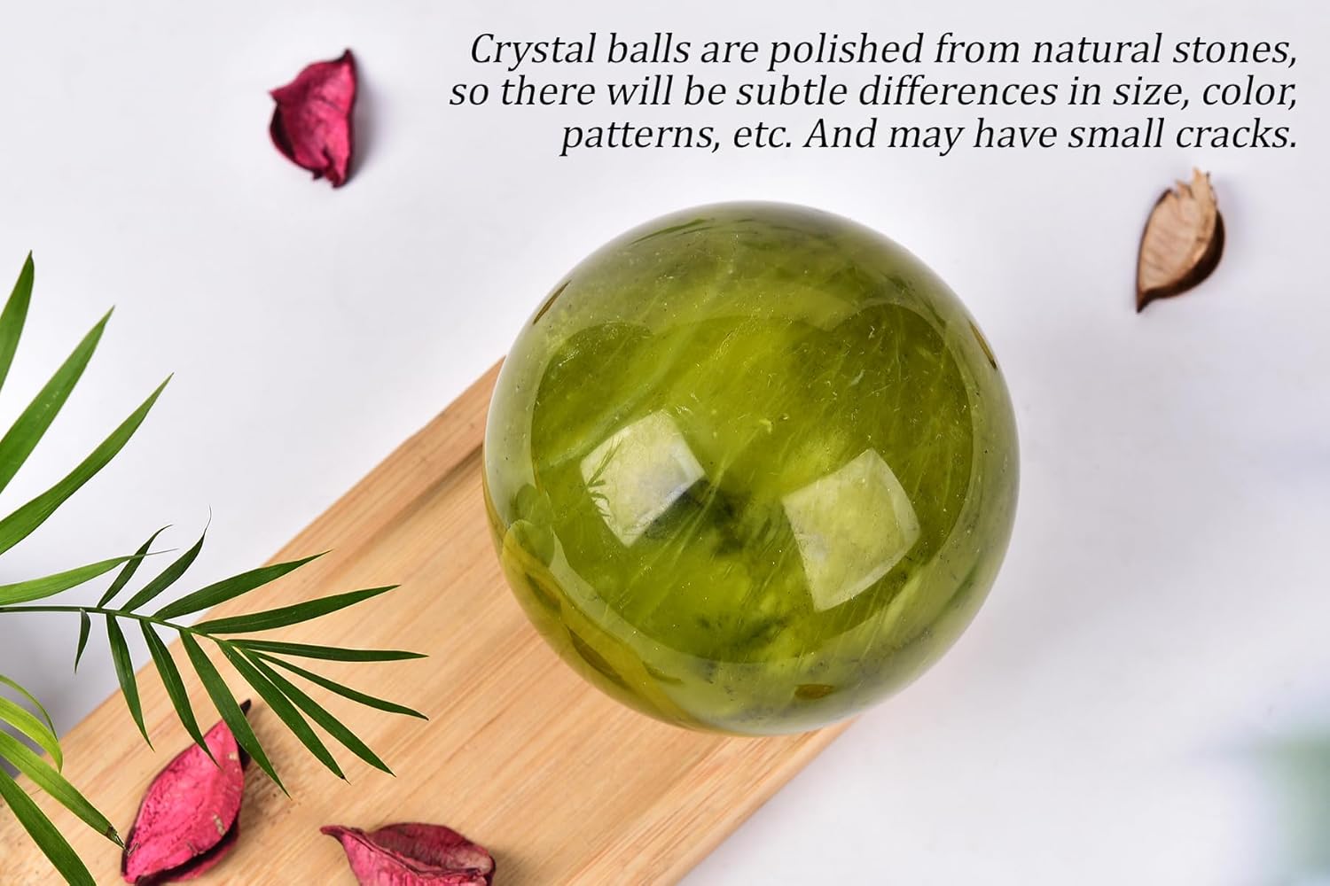 AMOYSTONE Esfera de adivinación de bola de jaspe verde con soporte de madera, bola decorativa, esfera de cristales curativos naturales para Feng