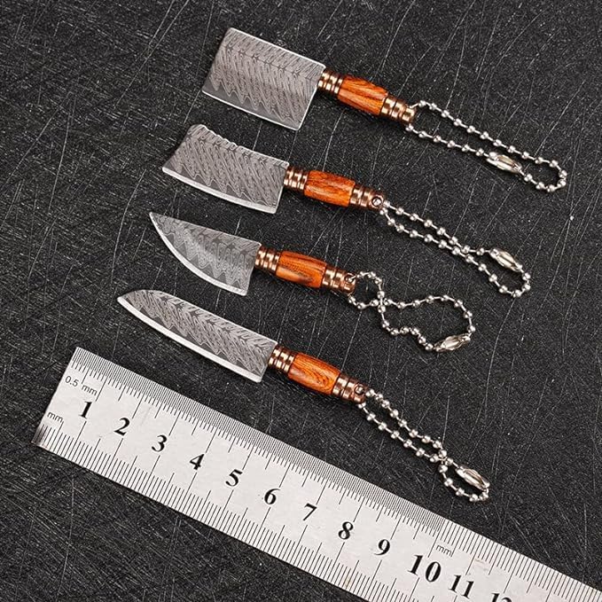 Liberal Brightdeer Juego de mini cuchillos, mini juego de cuchillos de bolsillo, cuchillo pequeño mini cuchillo de chef EDC con funda para abridor