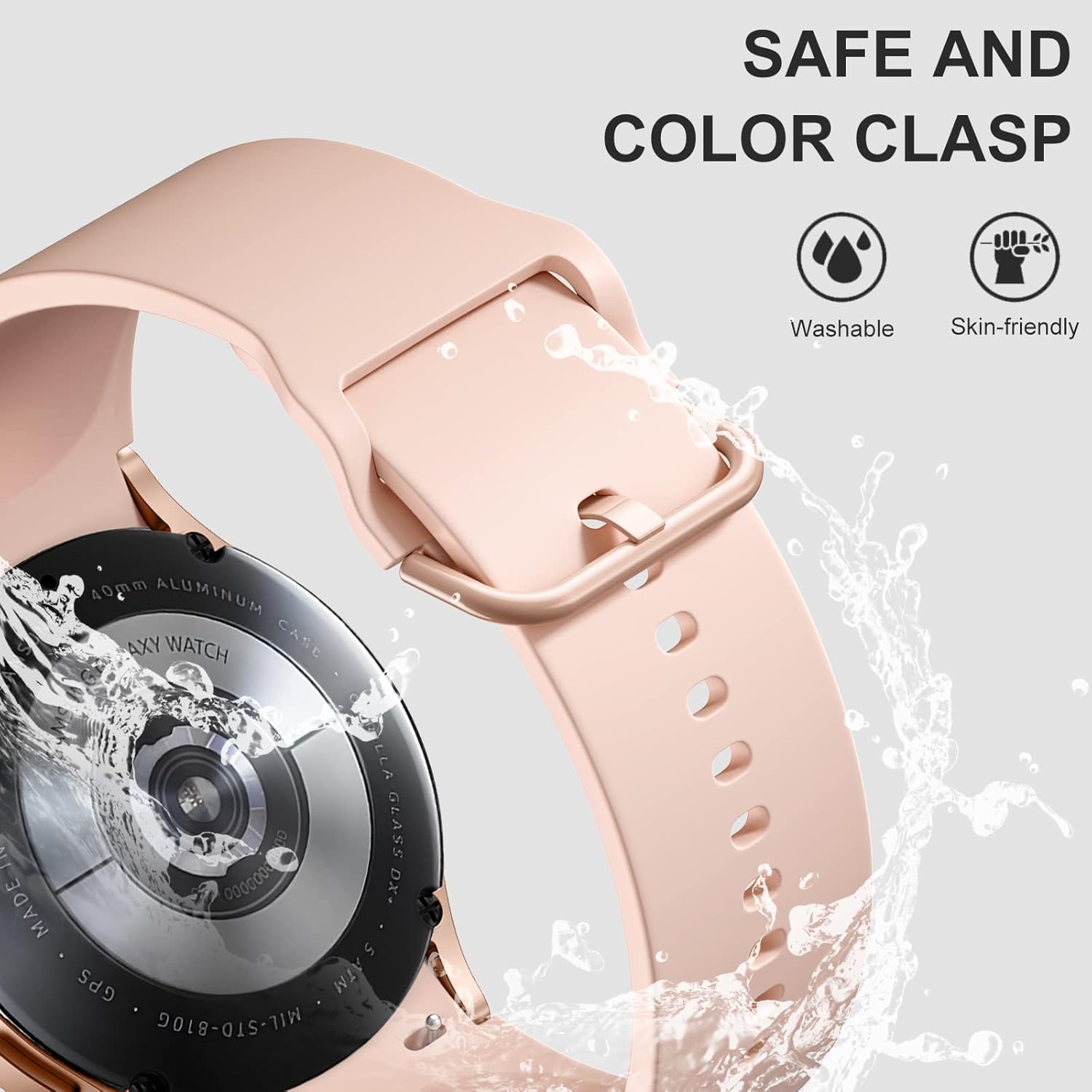 Lerobo Paquete de 5 correas sin huecos compatibles con Galaxy Watch 654Watch 5 Pro BandGalaxy Watch 4, correa deportiva de silicona suave de 0.787