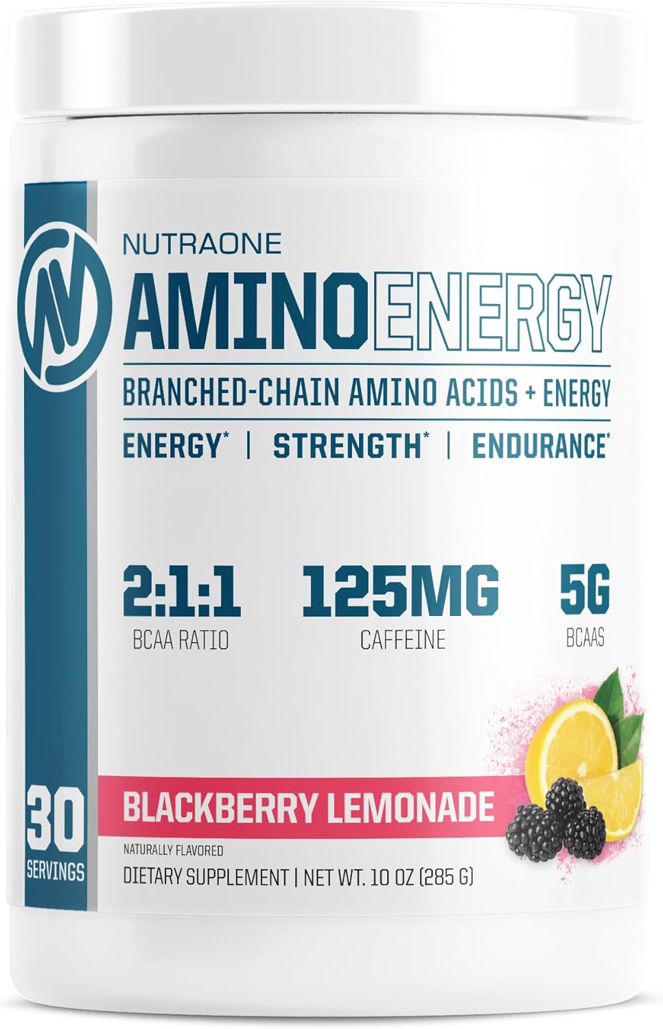 NutraOne Amino Energy BCAA – Suplemento en polvo para pre-entrenamiento con aminoácidos de cadena ramificada de cafeína para ayudar a alimentar y