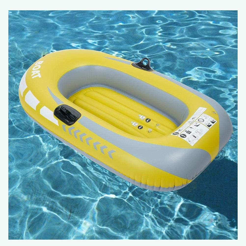Bote inflable, PVC amarillo para 2 personas, botes inflables para adultos y niños con doble válvula, kayaks de pesca de aguas bravas para adultos y