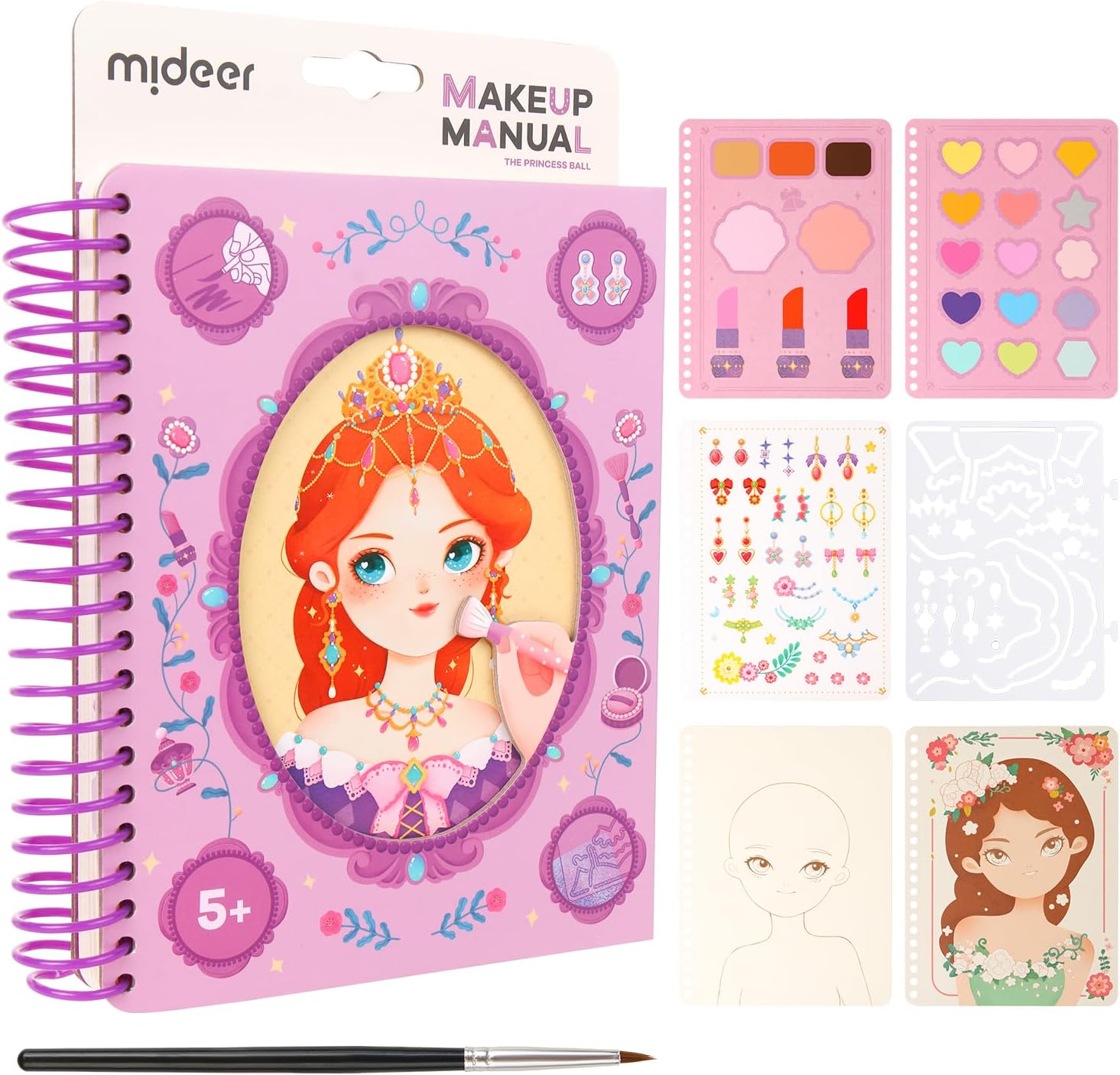 Libro de dibujo de maquillaje 4 en 1 para niñas, lindas plantillas, calcomanías, álbumes de recortes, pintura, libro de actividades artísticas para