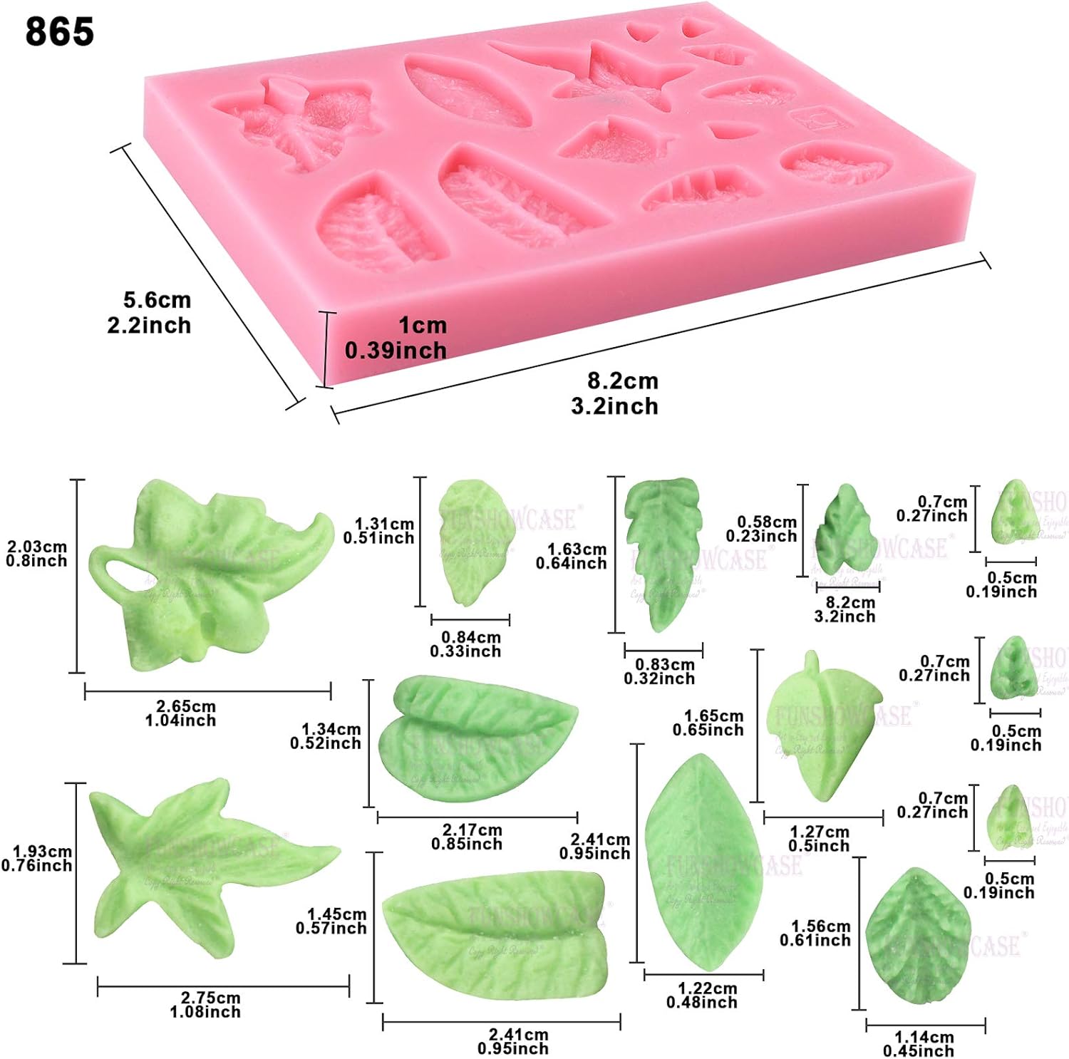 Funshowcase Sugarcraft – Molde de silicona para hojas