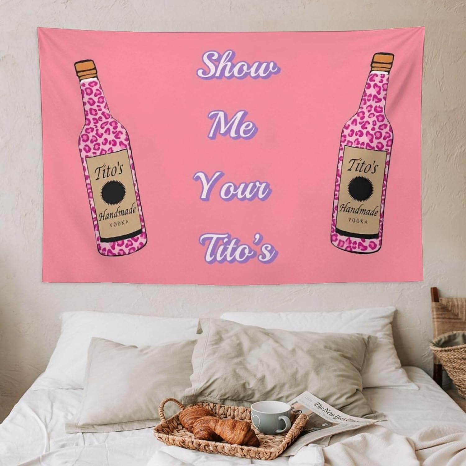 Smacget Tapiz rosa divertido y pequeño para adolescentes, decoración estética, tapiz para colgar en la pared, arte de pared, decoración de fiesta,