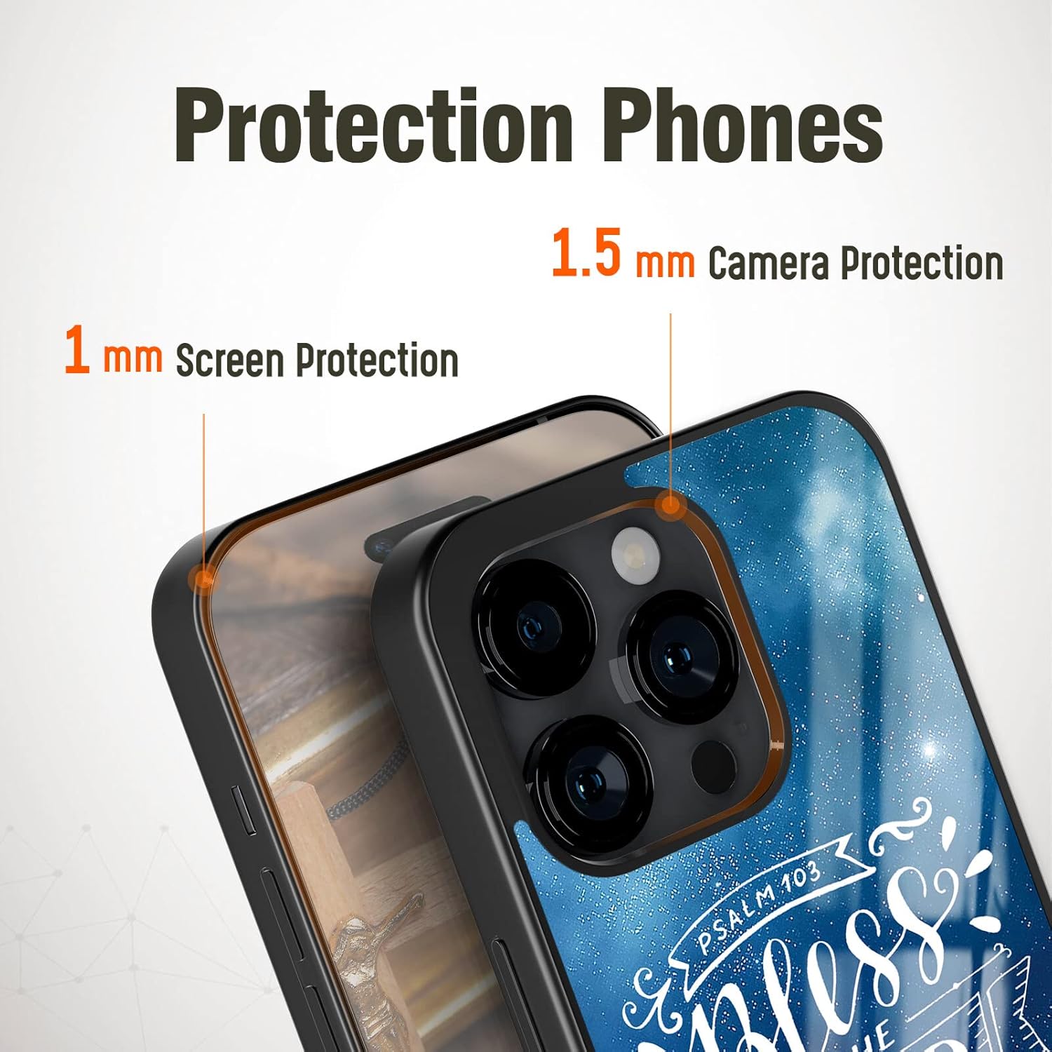 Fundas con versículos bíblicos con citas para teléfono, color azul bendiga a Dios, adecuadas para iPhone 11, 12, 13, 14 Pro Max Plus Mini X 7 8 SE,