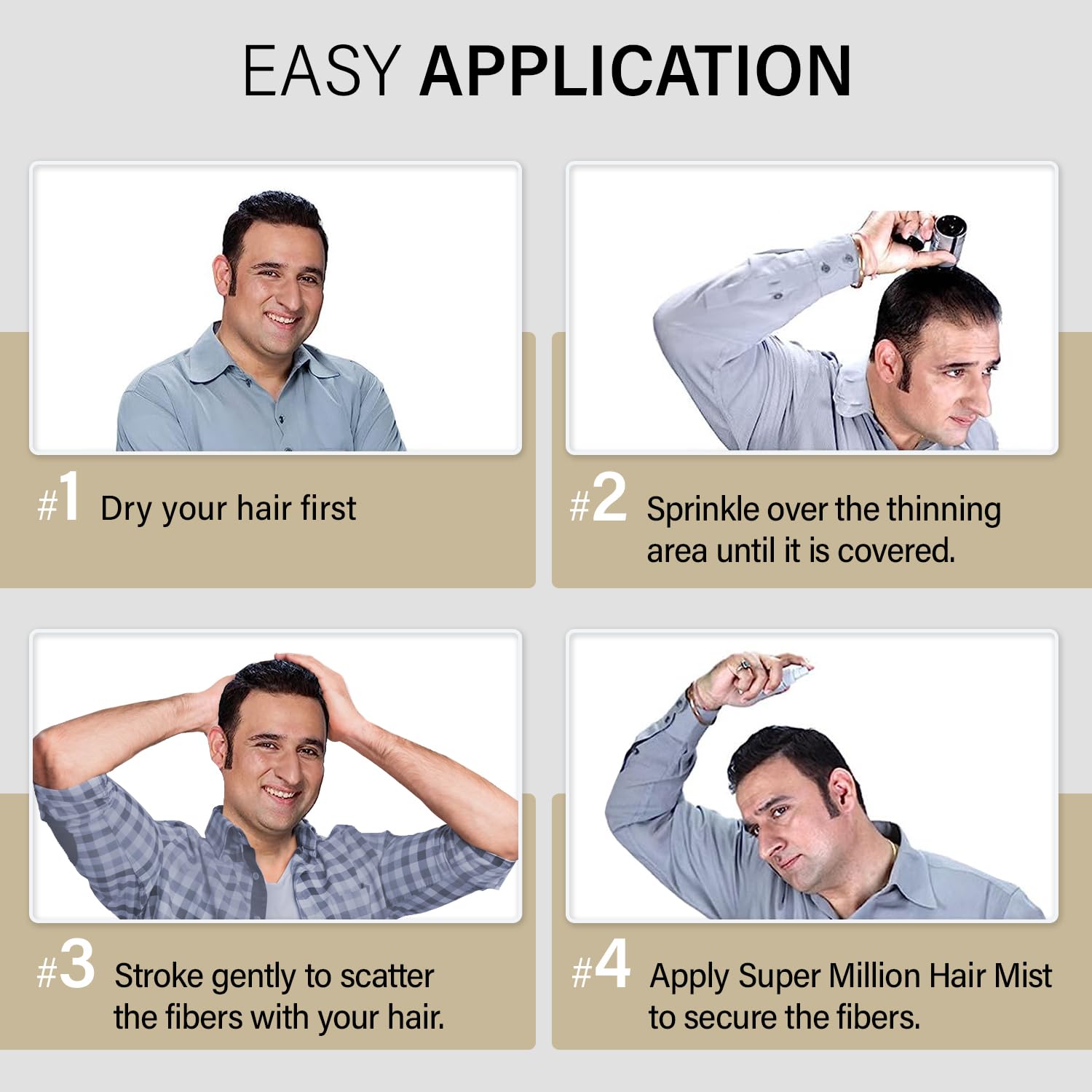 Super Million Hair Fibras de construcción  0.35 onzas de espesante de cabello para adelgazar el cabello, polvo natural para el cabello, agua,