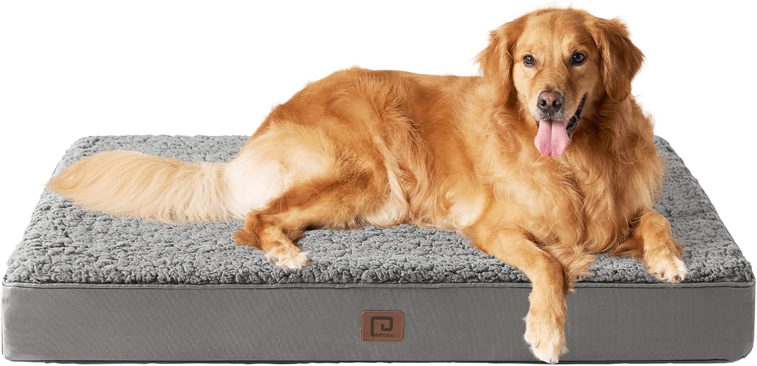 EHEYCIGA Camas lavables para perros extragrandes, cama para perros XL con funda extraíble para jaula, cama ortopédica de espuma para mascotas,