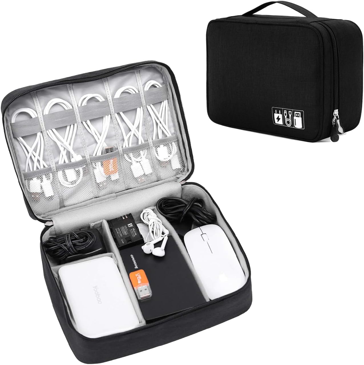VOCUS Organizador de artículos electrónicos, bolsa organizadora de cables de viaje para accesorios electrónicos, estuche de almacenamiento grande