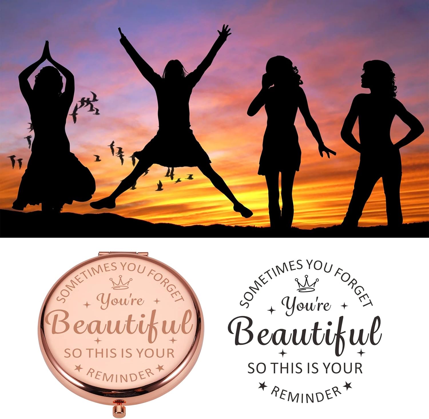 XPENMULBOJA Regalos de Navidad para mujer, espejo de maquillaje para cumpleaños, Navidad, espejo compacto, regalos para niña, hija, mamá, amigas,