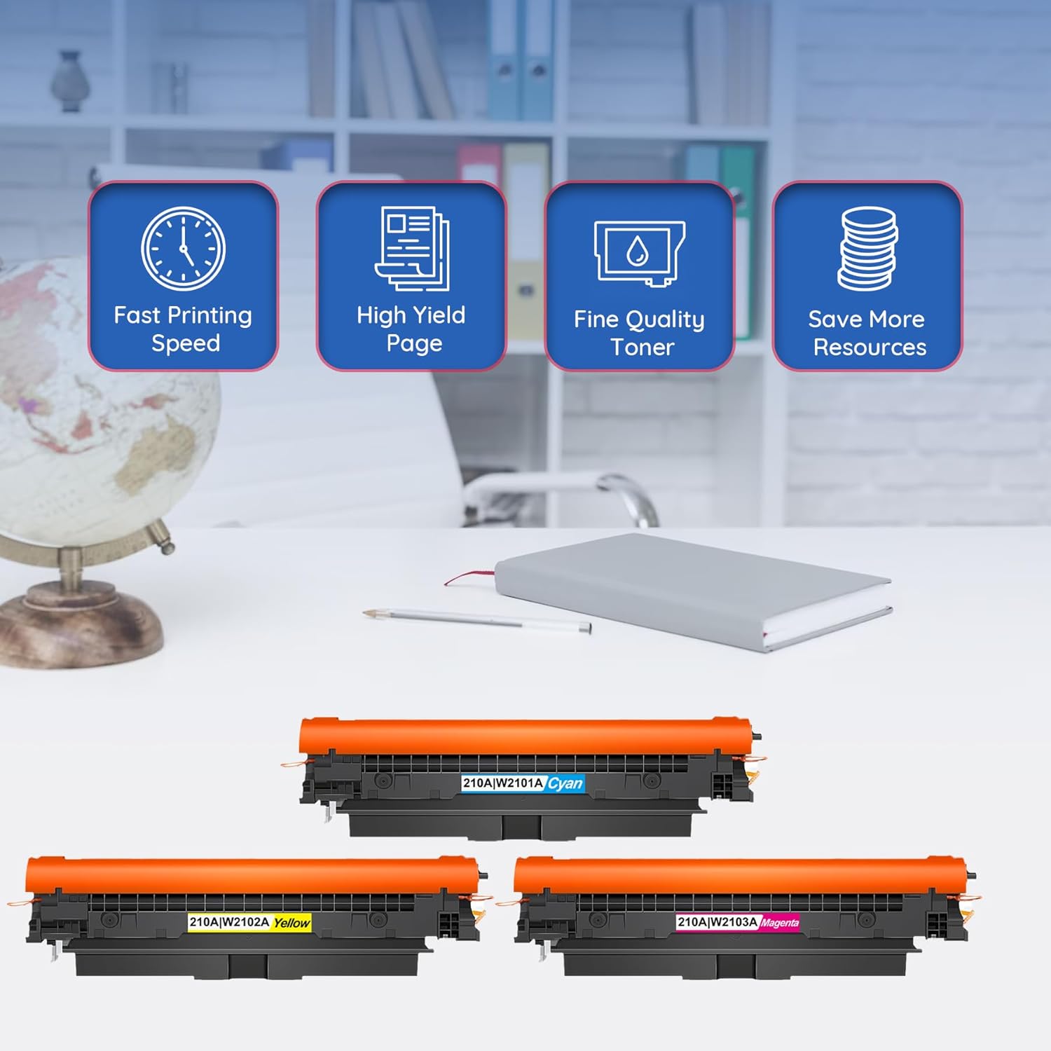 Cartucho de tóner 210A con CHIP Paquete de 3 W2101A cian, W2102A amarillo, W2103A Magenta Reemplazo para HP 210A Toner Set 210X para Color Laser MFP