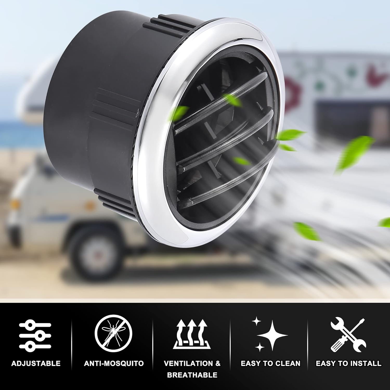 X AUTOHAUX 4 piezas redondas de salida de aire de CA con rejillas de ventilación para tablero de instrumentos galvanizado para autocaravana,