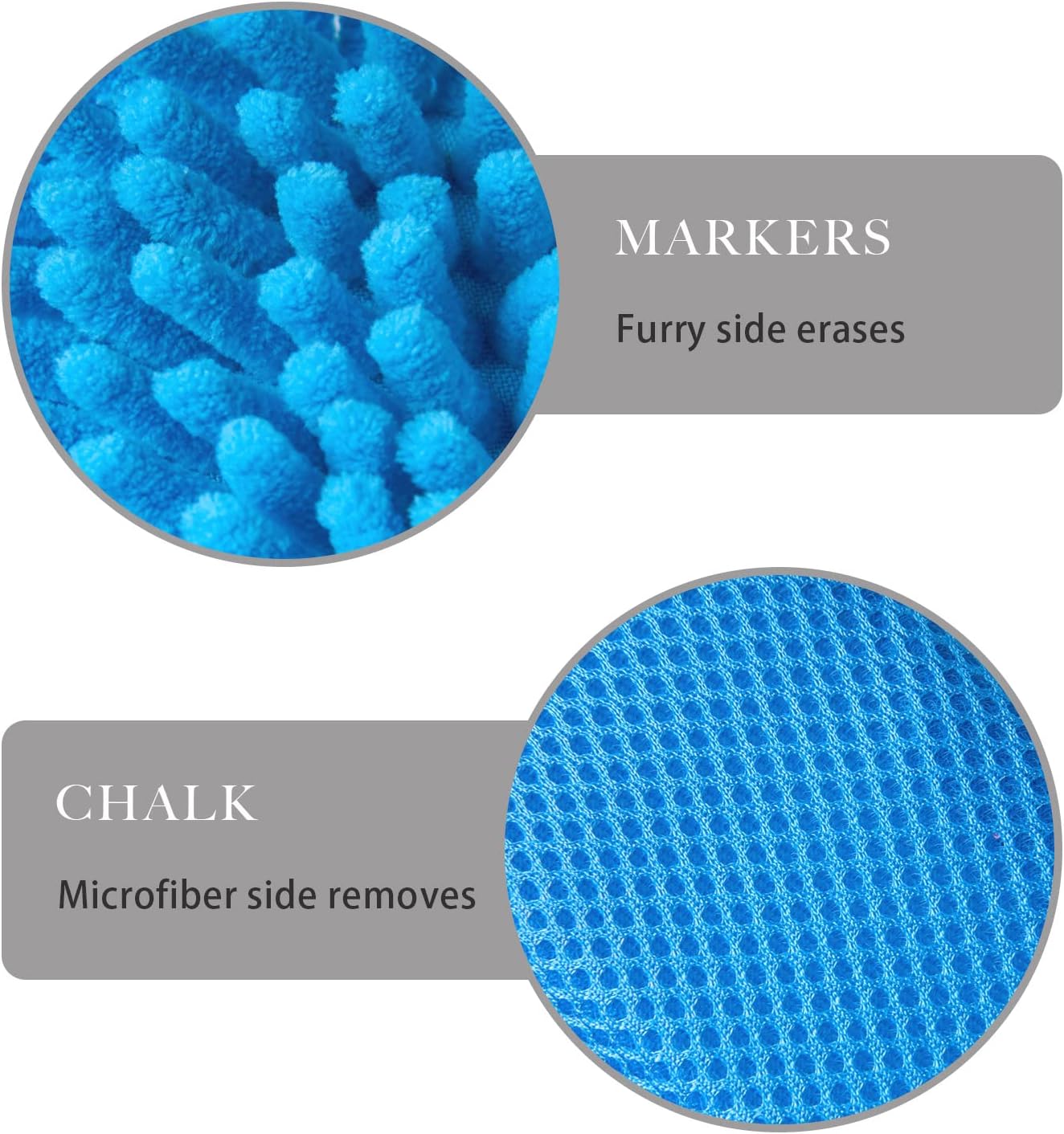 4 piezas de borrador de pizarra blanca de microfibra, lavable, borrador en seco para tiza, suministros para profesores de aula, hogar y oficina