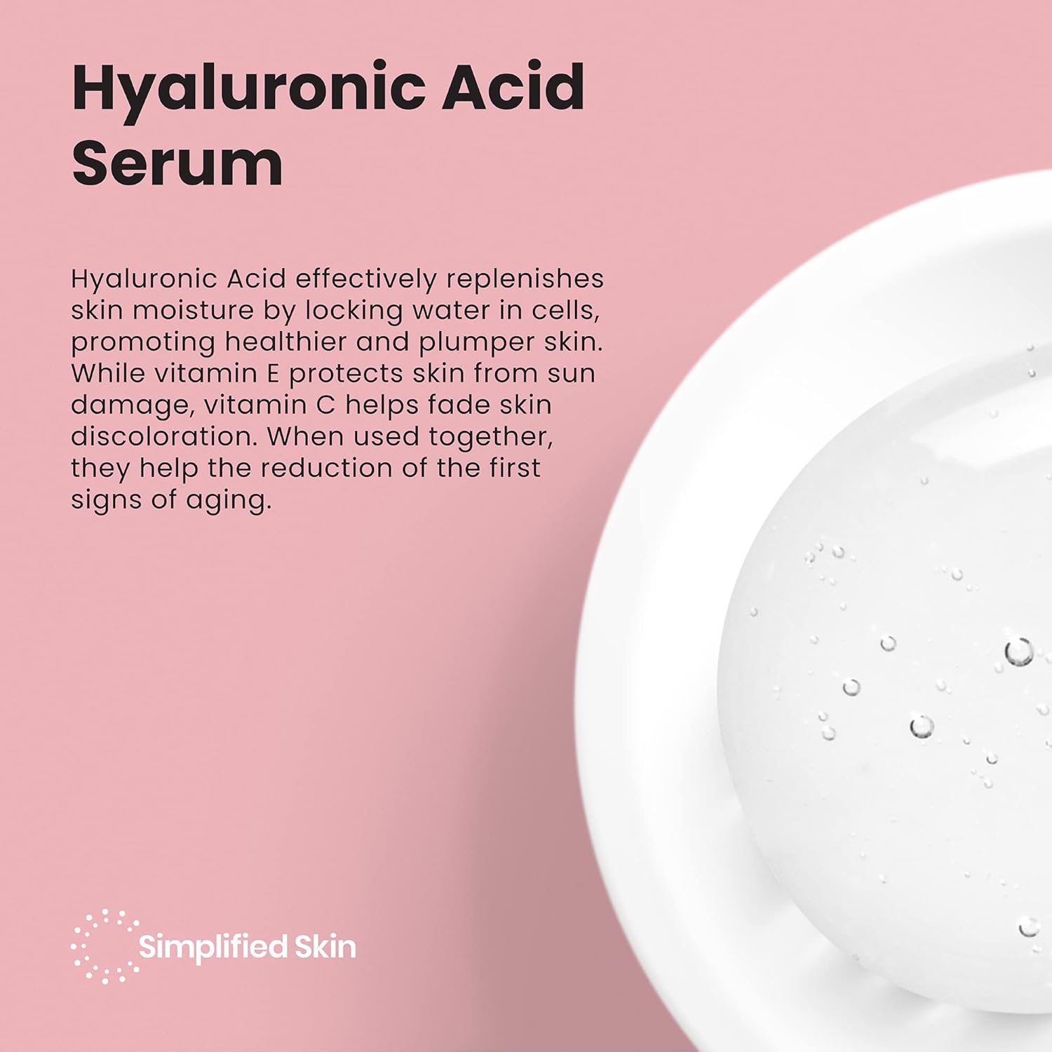 Suero de vitamina C de ácido hialurónico para la cara (2 onzas) con té verde para antienvejecimiento atemporal, alternativa de suero de retinol