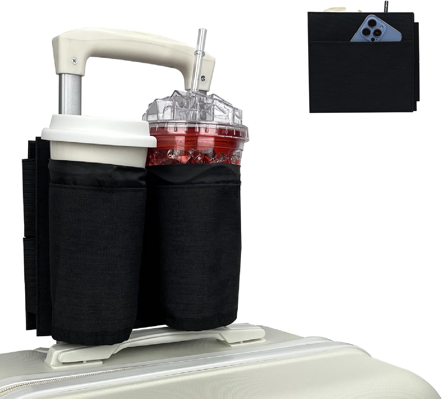 Portavasos de equipaje de viaje, portador de bebidas Vethers, accesorio para portavasos de equipaje, maleta de mano gratis para bebidas, bebidas,