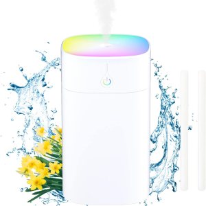 Mini humidificador para dormitorio, humidificador colorido de niebla fría, humidificador de escritorio personal de 11.8 fl oz, con luz nocturna, Mini humidificador para dormitorio, humidificador colorido de niebla fría, humidificador de escritorio personal de 11.8 fl oz, con luz nocturna,
