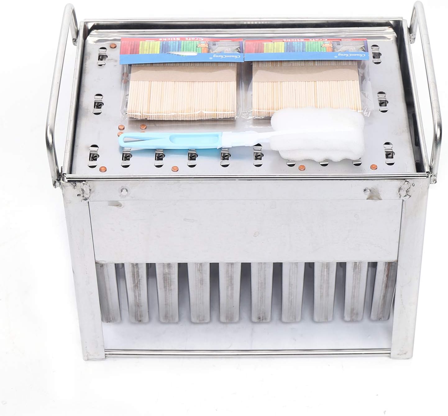 PIOJNYEN Moldes de paletas de acero inoxidable, 30 moldes para paletas de hielo, hechos a mano, con soporte para palillos, para hacer paletas de