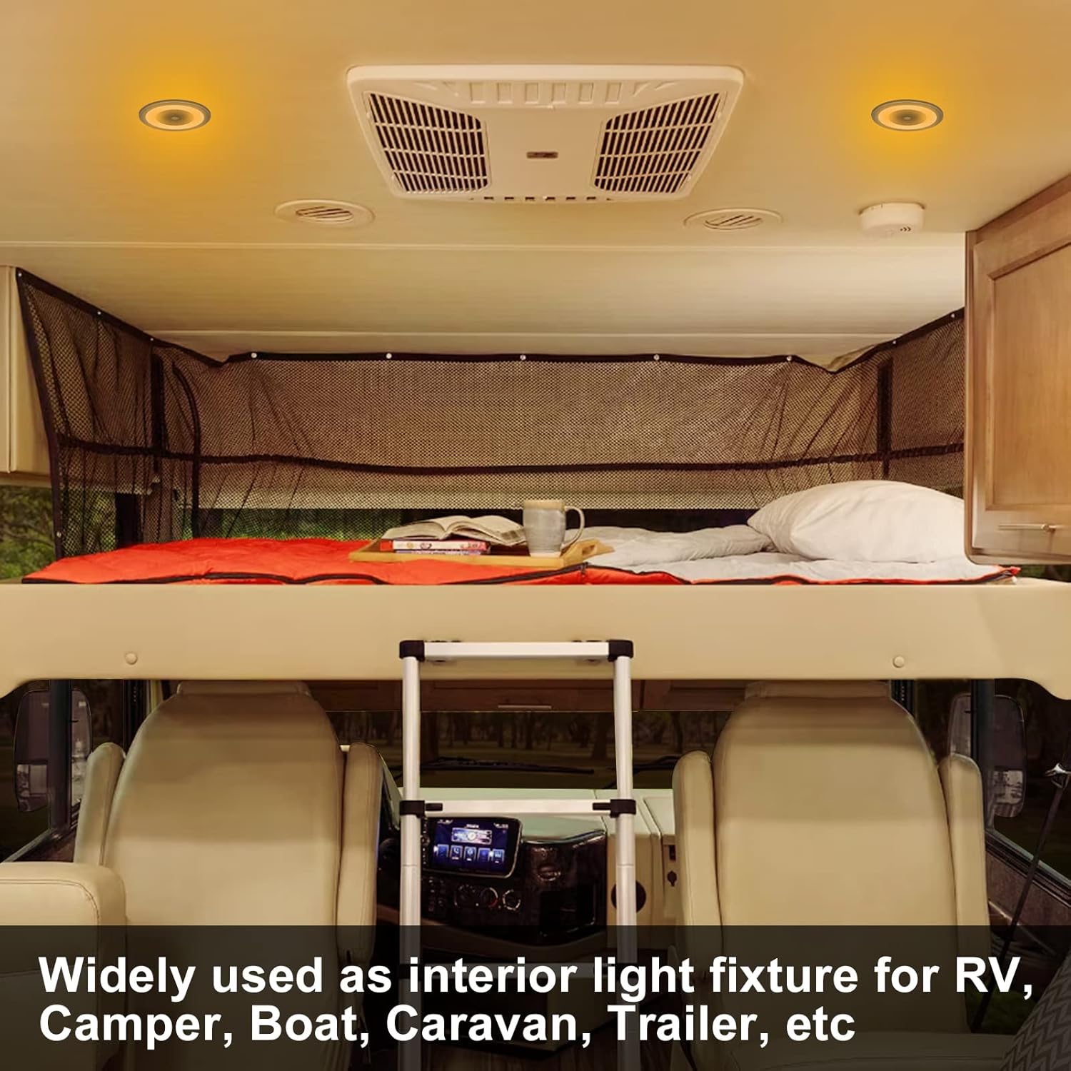 Luz LED de techo para cámper, 12 V, luz de disco regulable con interruptor de atenuación táctil, iluminación interior para caravana, barco, cámper,