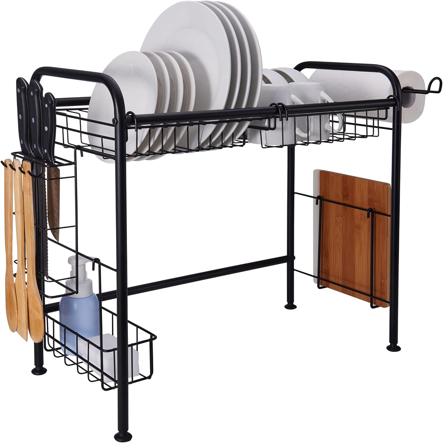 Gourmet Basics by Mikasa Over the Sink – Escurridor de platos organizador de 2 niveles, 31 pulgadas, color negro