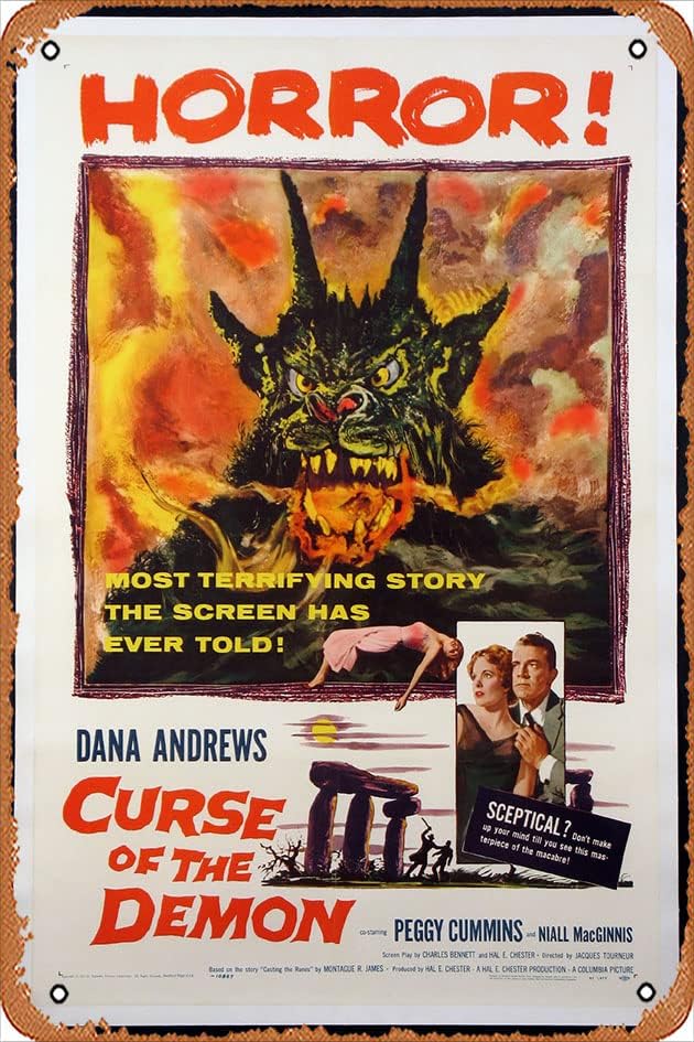 Cartel de la película “La maldición del demonio” (La noche del demonio) (1957), letrero de metal retro, póster de decoración de pared, póster de