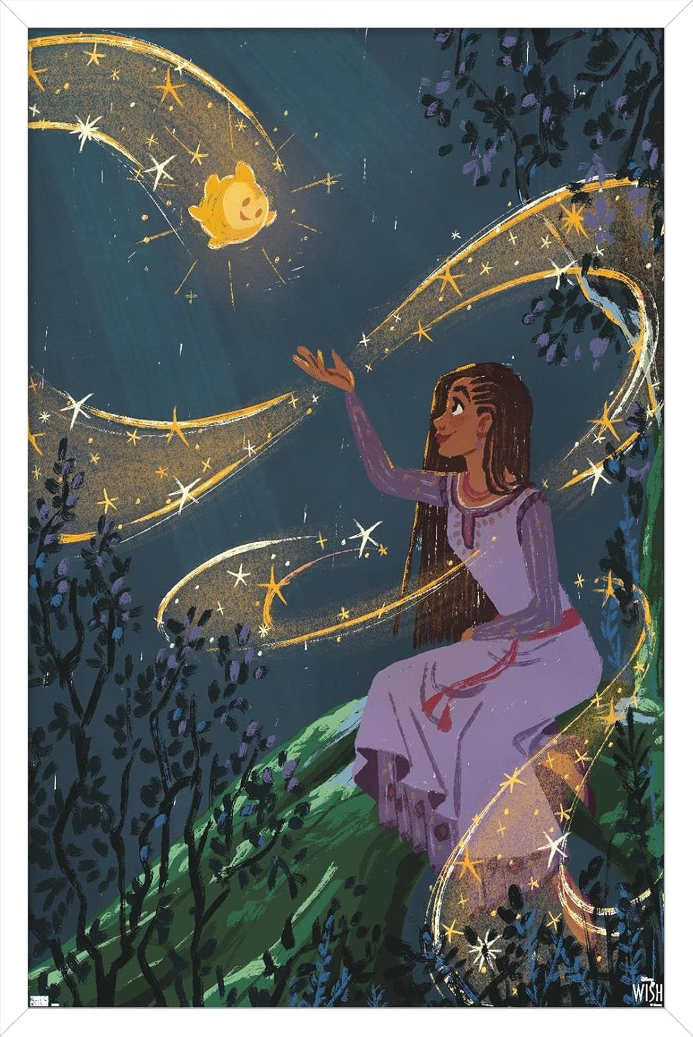Trends International Disney Wish – Póster de collage 2 (Asha & Star), póster de pared, 14.72 x 22.37 pulgadas, versión enmarcada en blanco