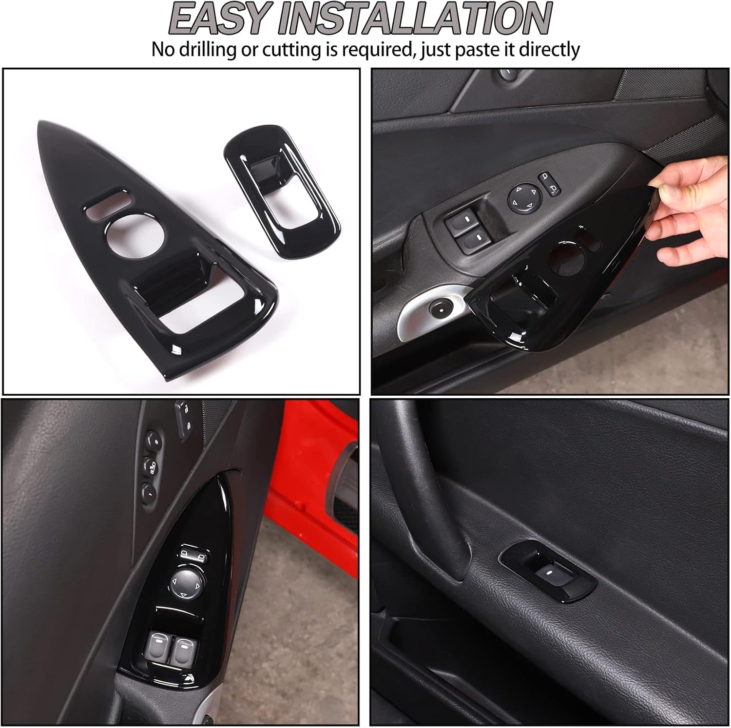 Marco de interruptor de elevación de vidrio compatible con Corvette C6 Z06 ZR1 2005-2013 botón de elevación de cristal de ventana de automóvil,