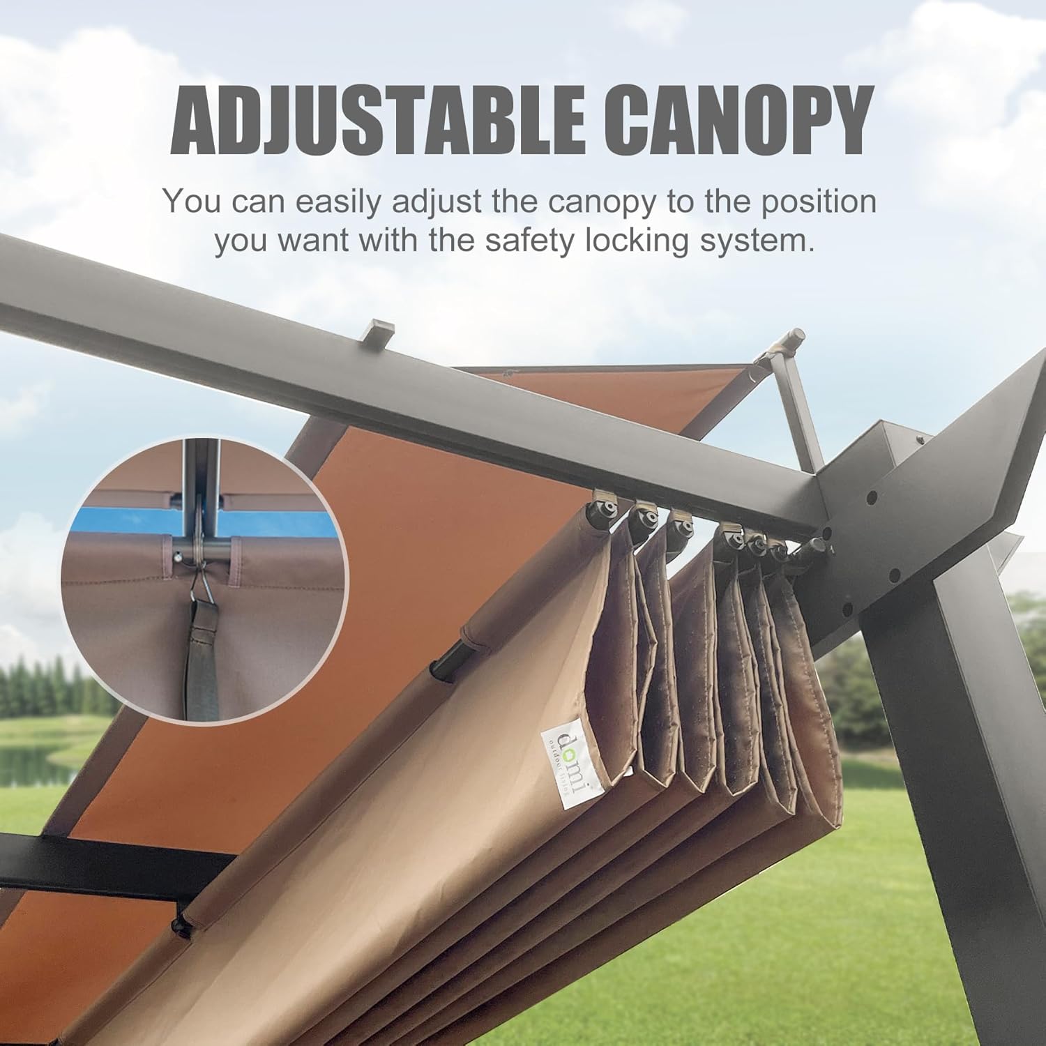 Domi – Pérgola retráctil para exteriores de 11 x 16 pies con toldo para sombra, pérgolas de aluminio y cenadores, toldo de pérgola de metal para