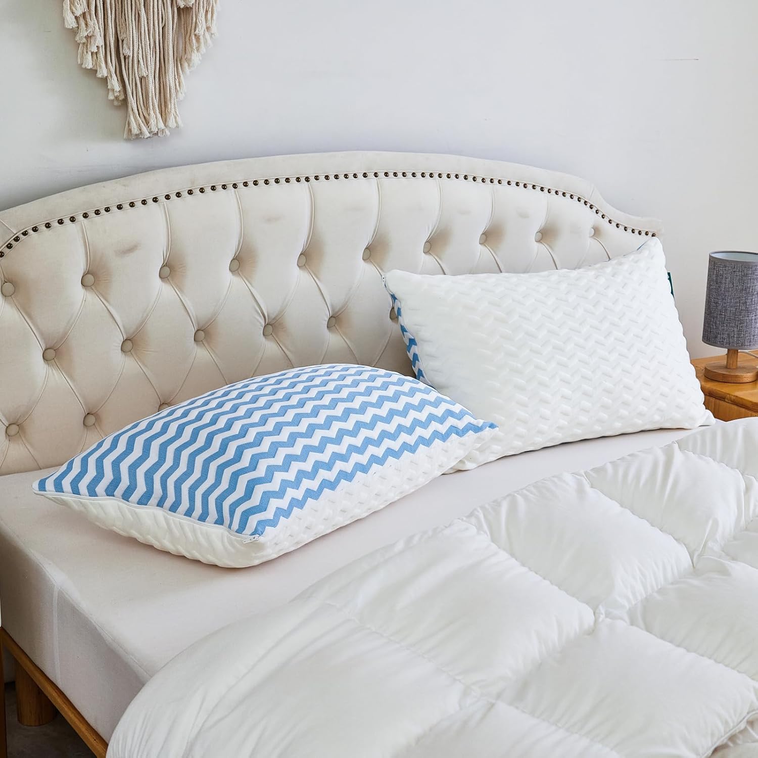 Almohadas de tamaño estándar  Almohada firme ajustable para dormir de espalda y de lado  Almohada de enfriamiento de espuma viscoelástica triturada