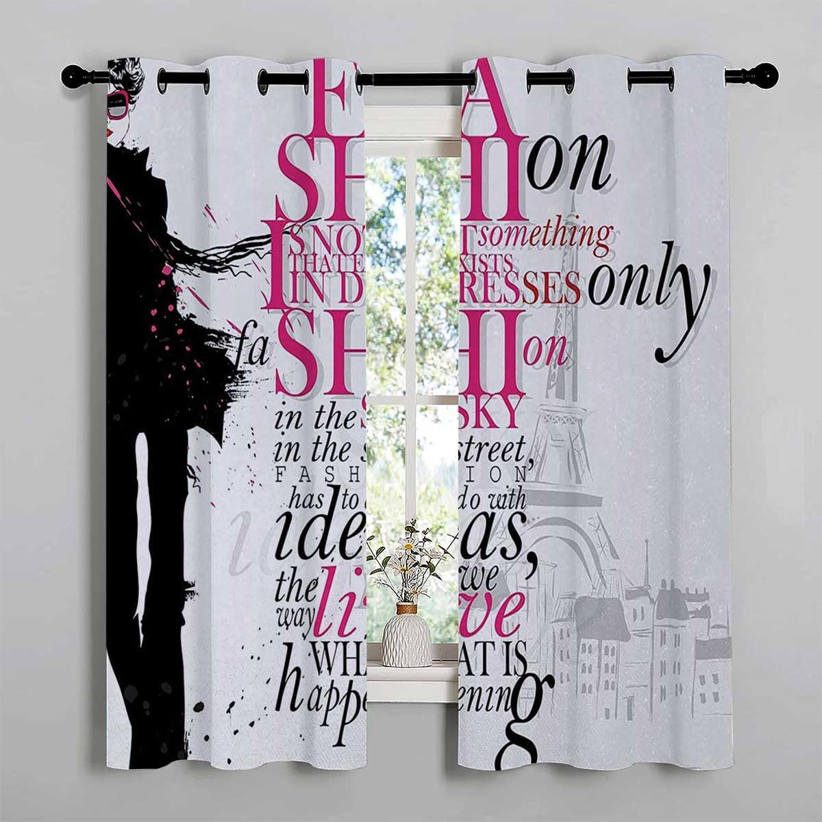 YANFENQI Cortinas para Habitacion Eiffel Tower Grommet Short Door Dividers for Rooms Drapes 55Inch Width by 45Inch Length,2 Panels