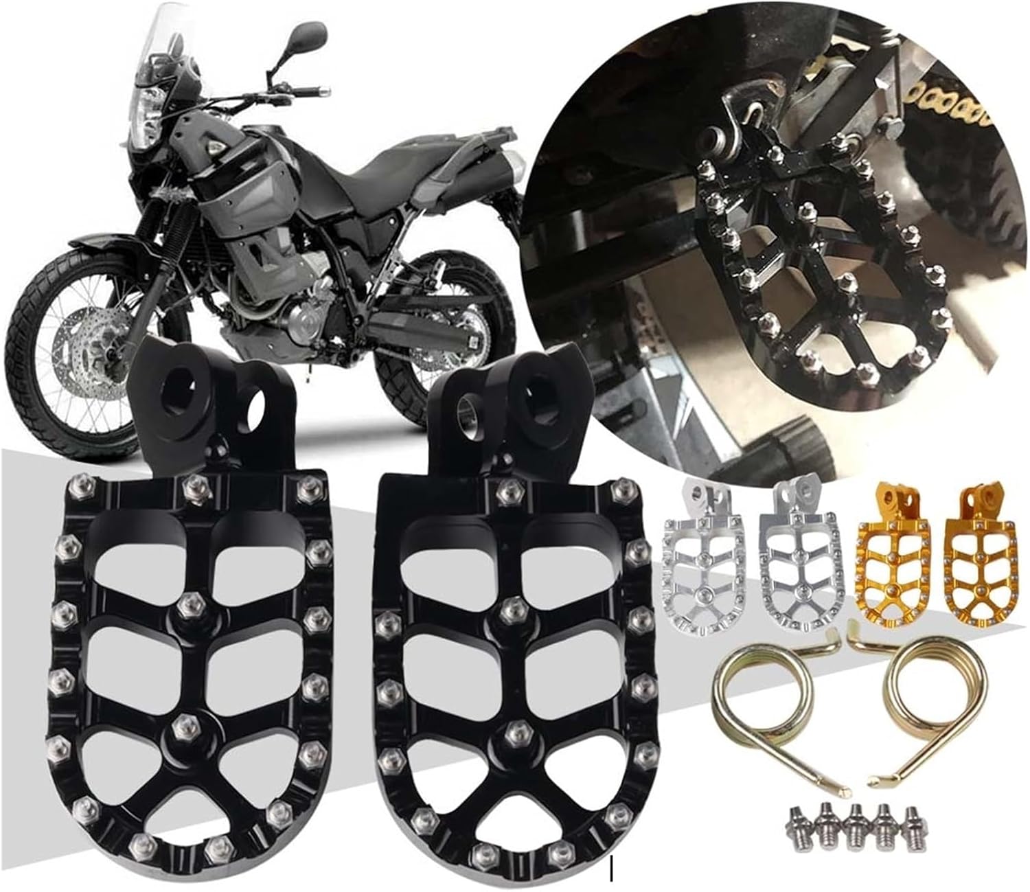Compatible con Tenere XT 660 Z R 660Z 660R XT660 XT660Z XTZ660 XTZ 660 XT660R Accesorios Reposapiés Estriberas Pedales Rests Pedal (Color  Plata)