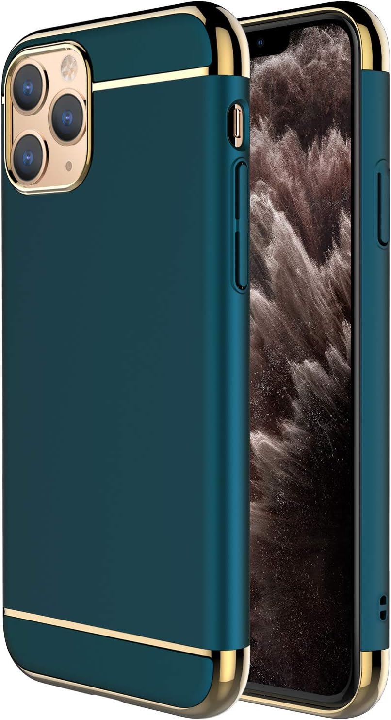 RORSOU – Carcasa para iPhone 11 Pro Max, 3 en 1, ultrafina y delgada, superficie mate antideslizante con marco galvanizado para iPhone 11 Pro Max de