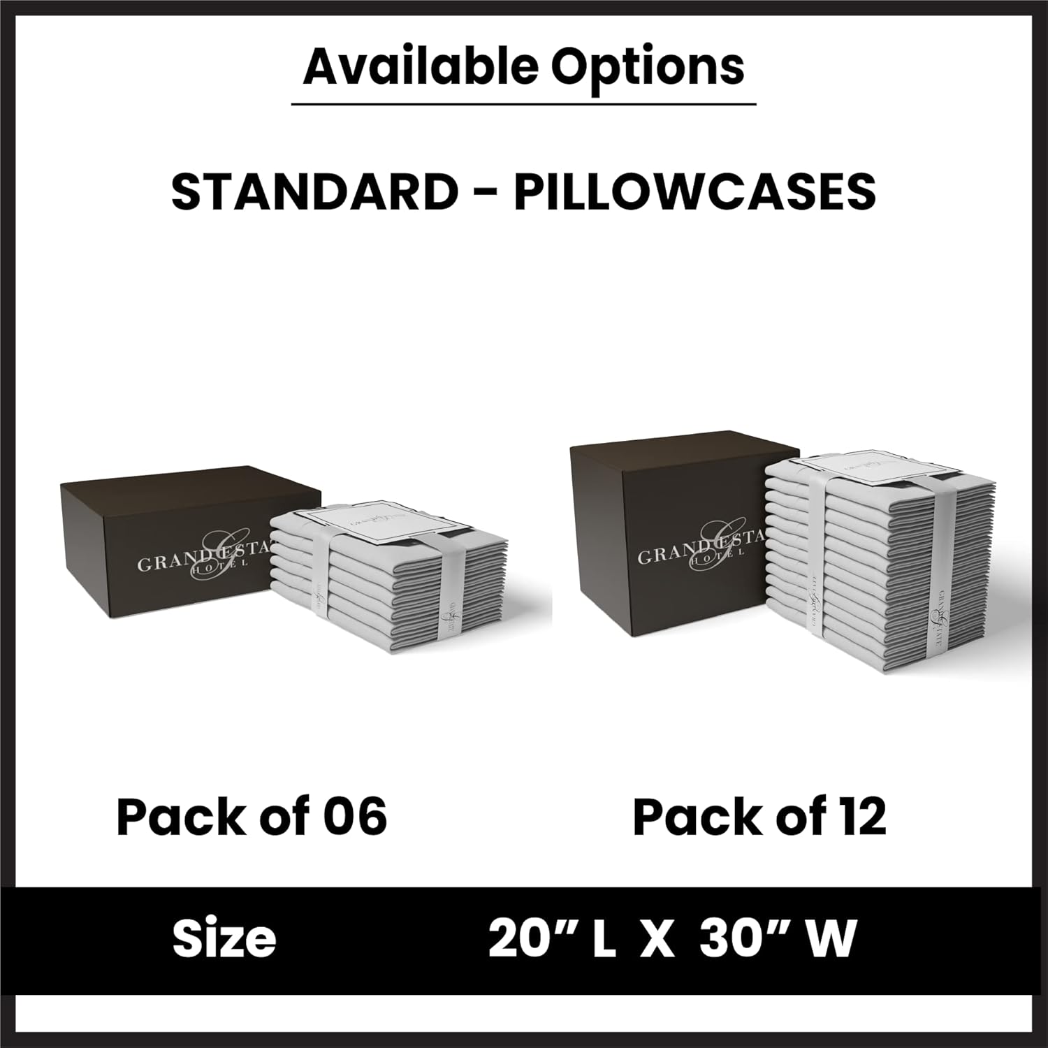 White Queen – Juego de 6 fundas de almohada de tamaño estándar, 100% algodón a granel estándar, satinadas, ultrasuaves, sensación de lujo,