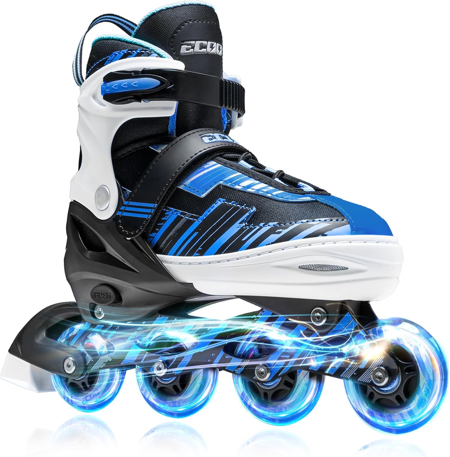 ECOO Patines en línea ajustables para niños y niñas con ruedas iluminadas, patines para niños de 4 a 12 años, patines para adolescentes para