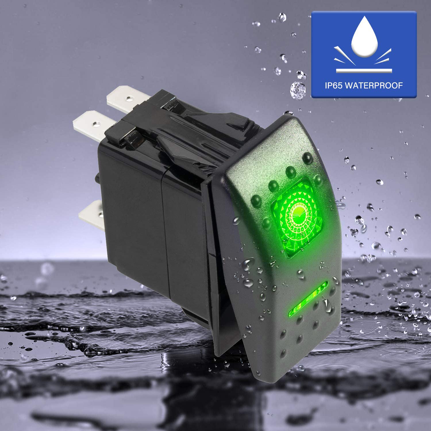 FXC Interruptor basculante SPDT de 3 posiciones de 7 pines láser de encendidoapagadoencendido luz LED verde 20A12V 10A24V Interruptor de palanca de