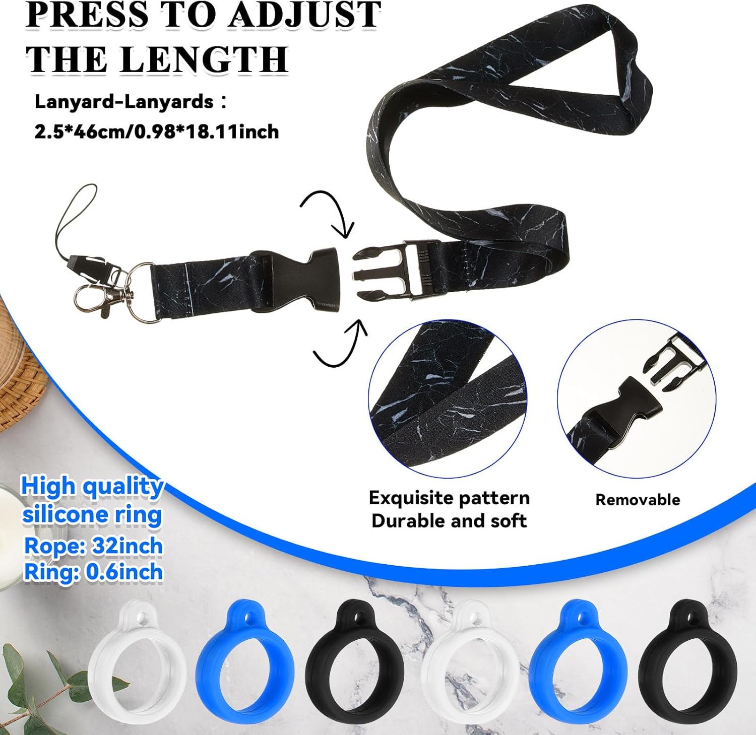 Shappy Juego de cordón para collar antipérdida, cordones para mujeres y hombres