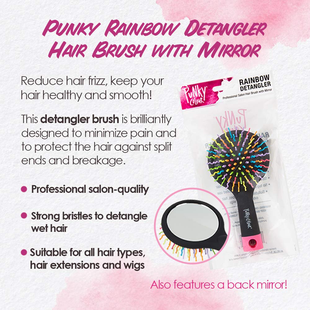 Punky Cepillo para el cabello y desenredante con espejo, aborda golpes, nudos y enredos sin tirones ni enganches dolorosos