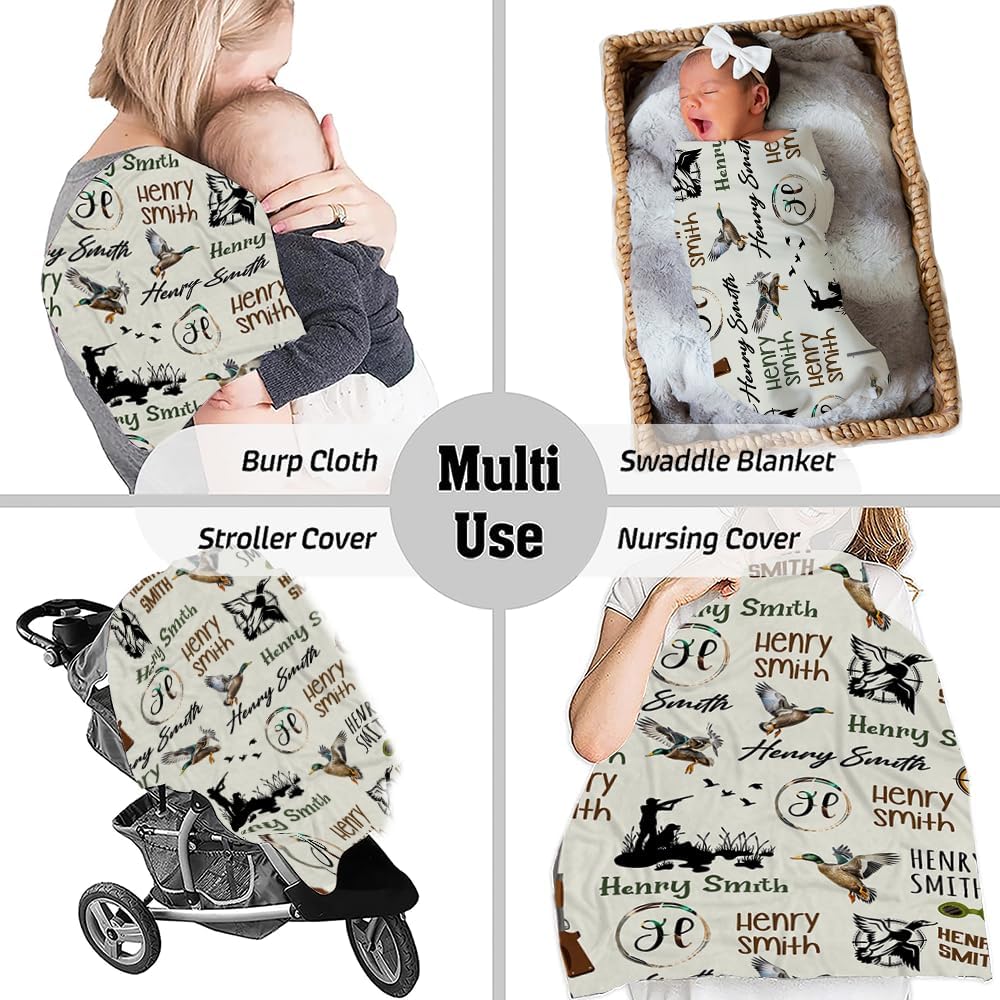 DIZZY Manta de bebé personalizada con nombres, manta de caza de patos, manta de bebé de pato personalizada, manta de bebé de aves acuáticas, manta