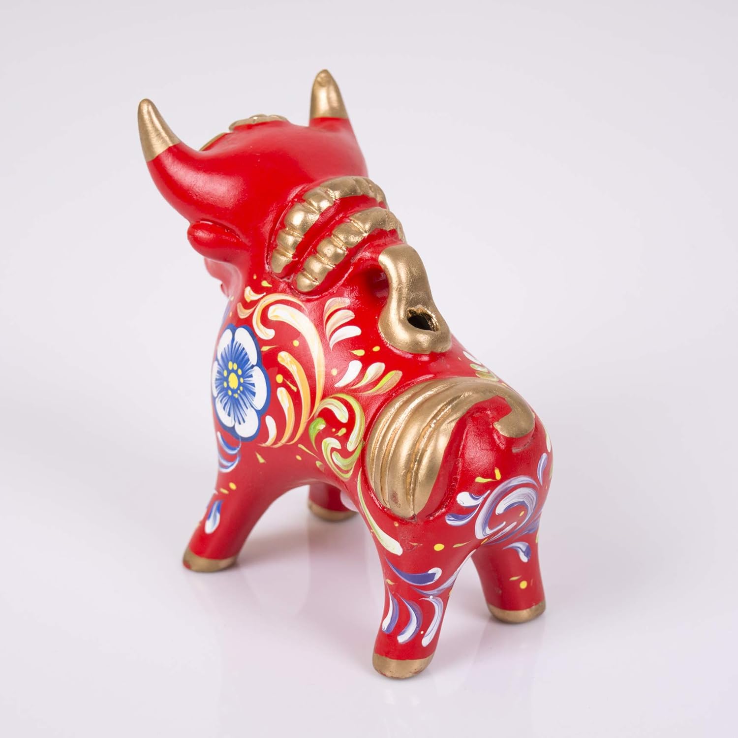 Peruvian Red Ceramic Pucara Bull 4.7″ Tall, Folk art ceramic, Bull of Pucara Figurine, Peruvian Sculpture Bull, pottery sculpture from Peru
