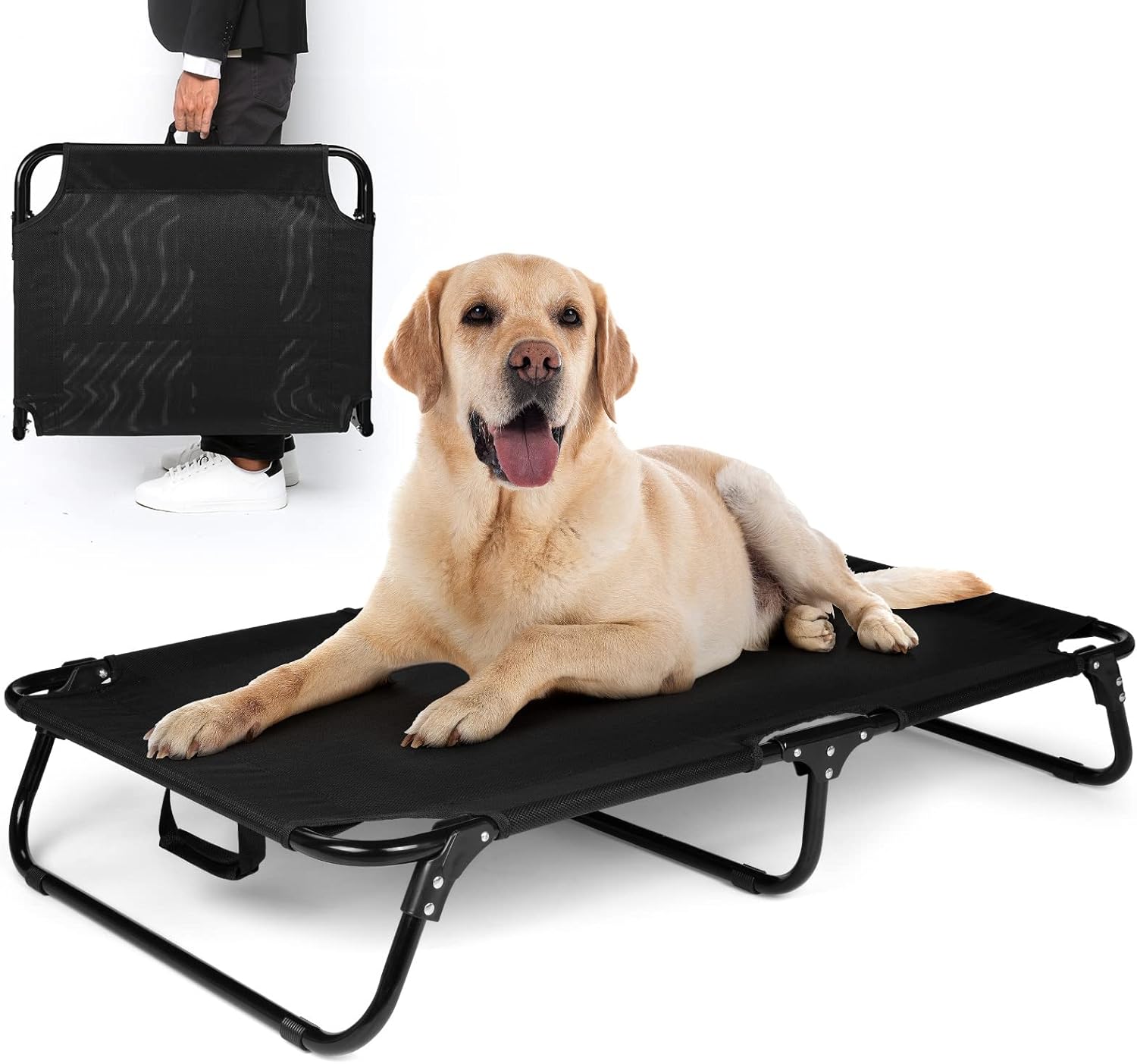 Cama elevada para perro, cama elevada plegable para perro, cama elevada para mascotas con malla lavable y transpirable, cama portátil para perros