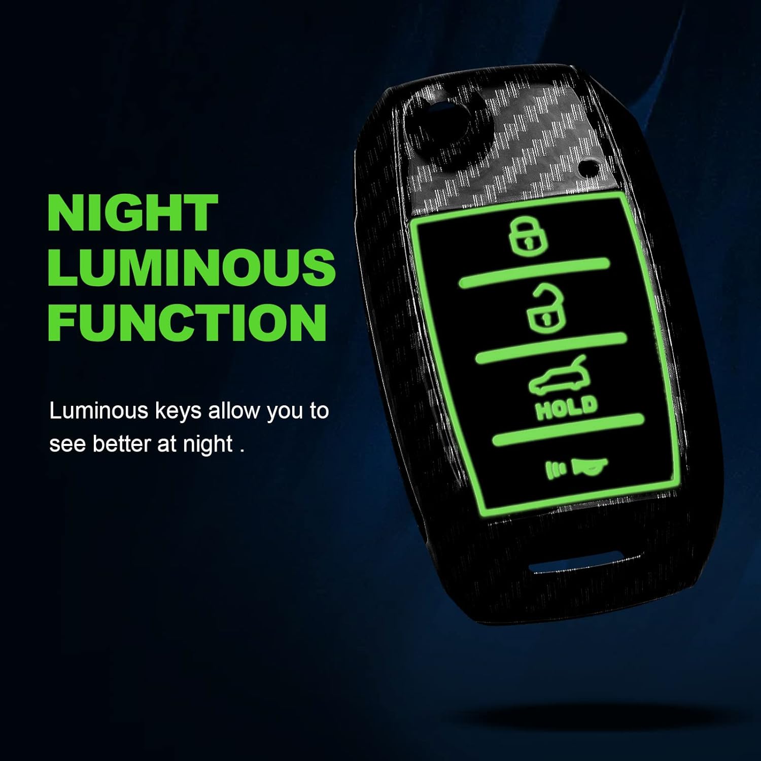 Funda inteligente para llavero compatible con KIA Forte Optima Rio Sedona Sorento Soul SPORTAGE caucho de silicona negra con patrón de fibra de